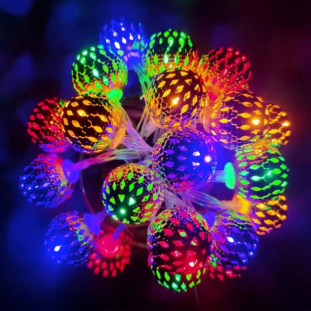 Guirlande boule lumineuse marocaine bleue