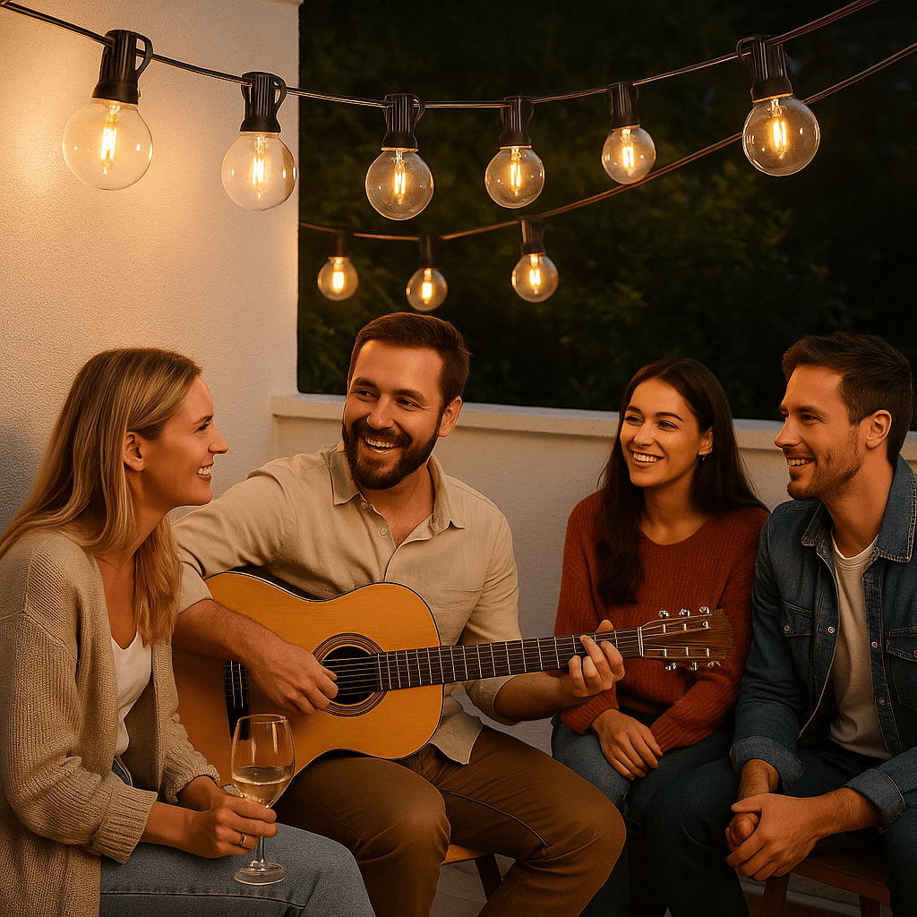 Guirlande guinguette festoon LED 14 M pour balcon