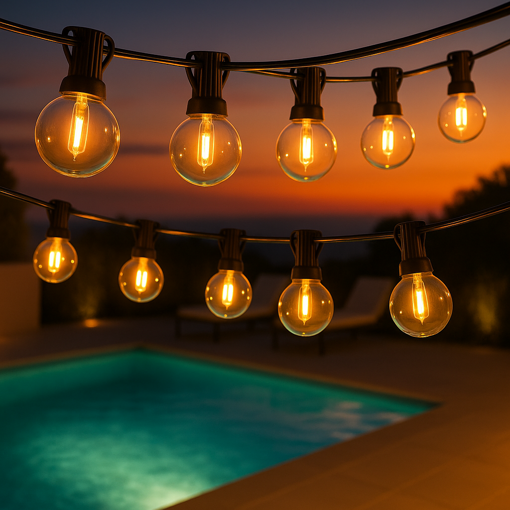 Guirlande guinguette festoon LED 26 M pour piscine