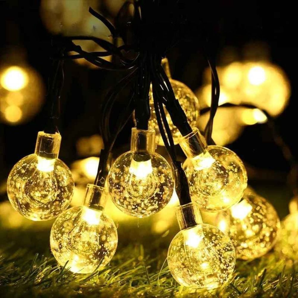Guirlande guinguette solaire globe en cristal festif