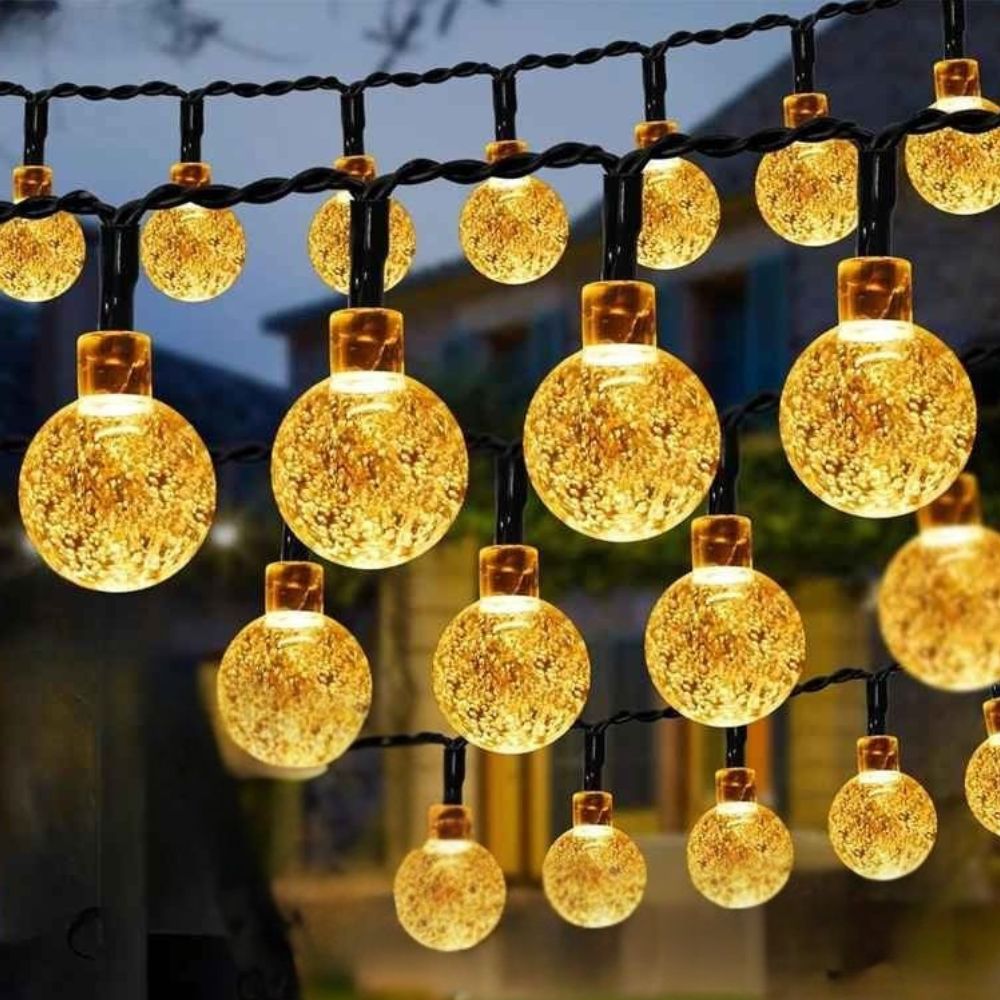 Guirlande guinguette solaire globe en cristal pour mariage