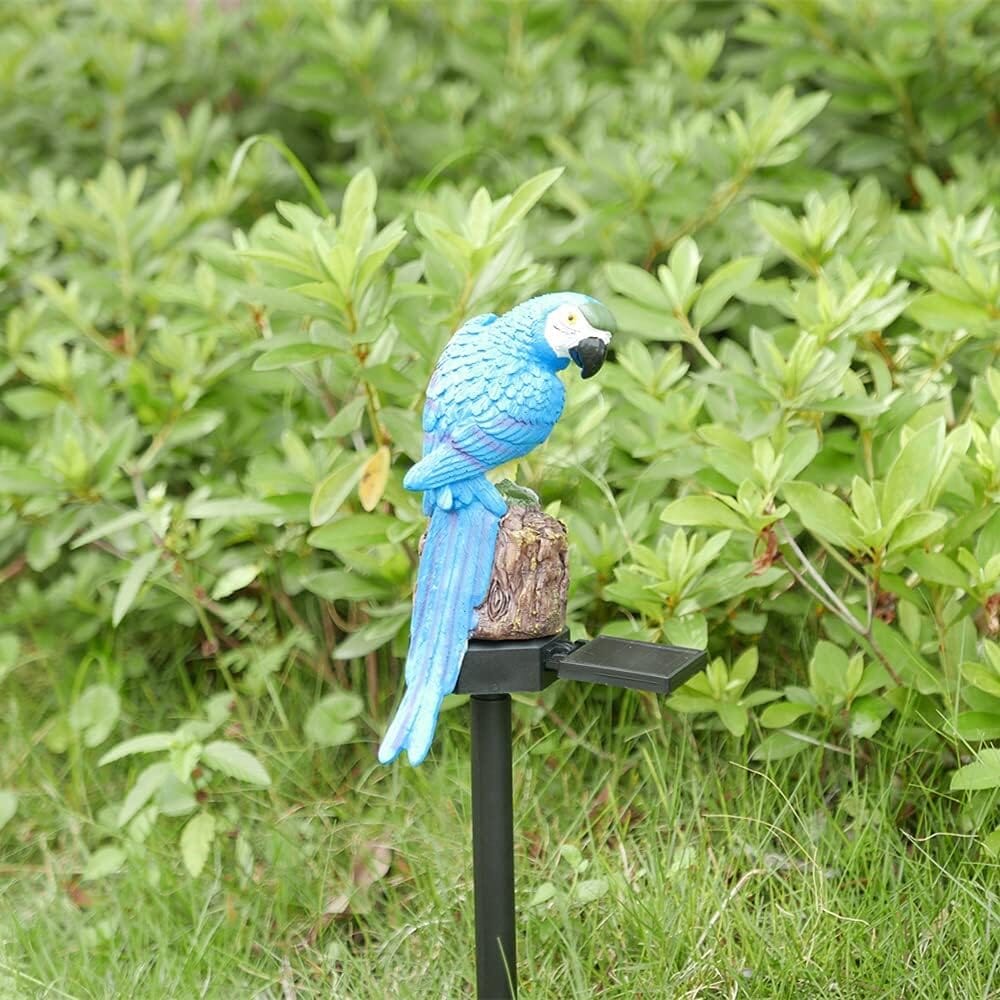 Lampe solaire perroquet bleu pour pelouse