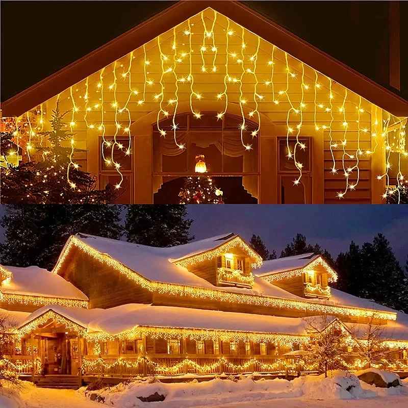 Guirlande lumineuse extérieur chaine de glaçons blanche chaude