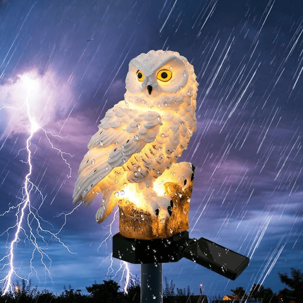 Lampe solaire - LEDGardenStick™ - Hibou Blanc