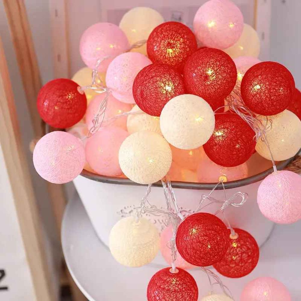 Guirlande guinguette de coton colorée rose rouge