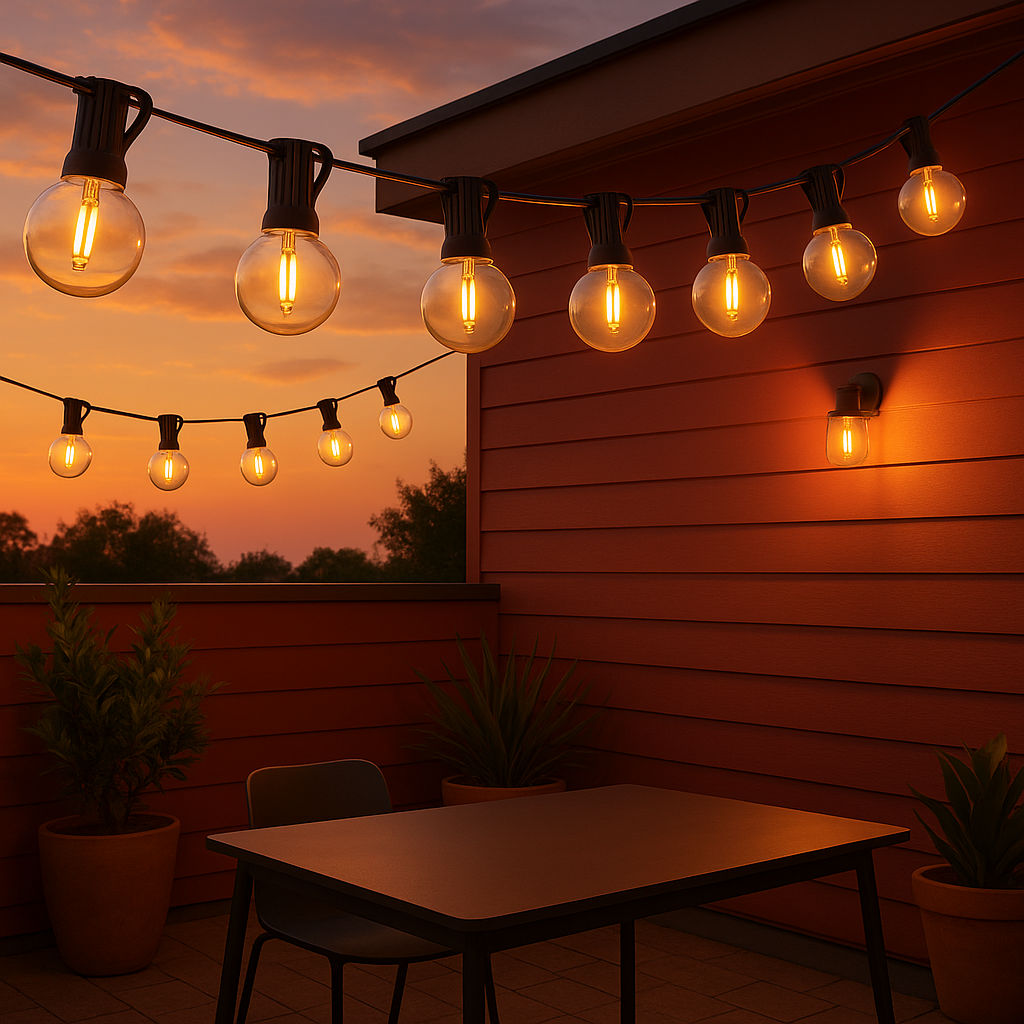 Guirlande guinguette festoon LED 14 M pour terrasse