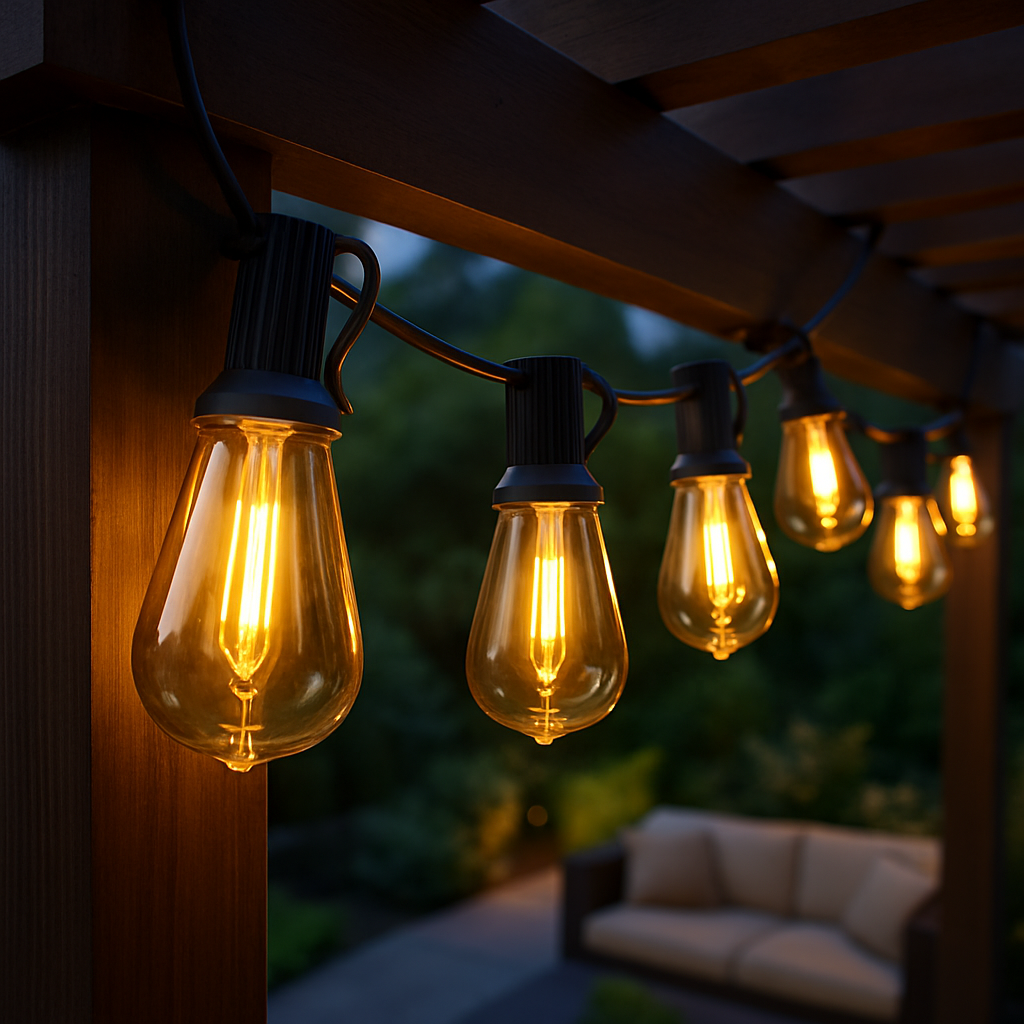 Guirlande guinguette solaire pour une pergola