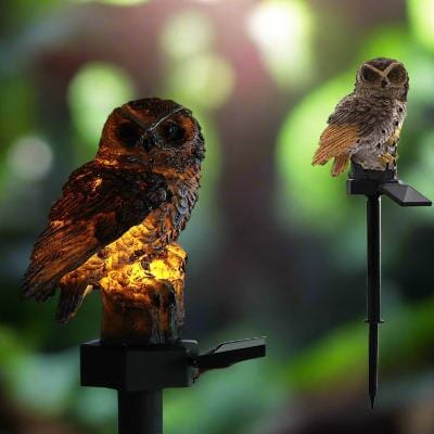 Lampe solaire hibou marron pour chemin