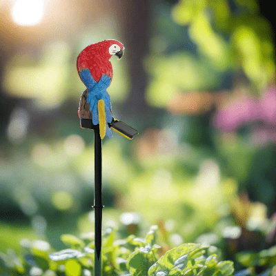 Lampe solaire perroquet rouge pour chemin