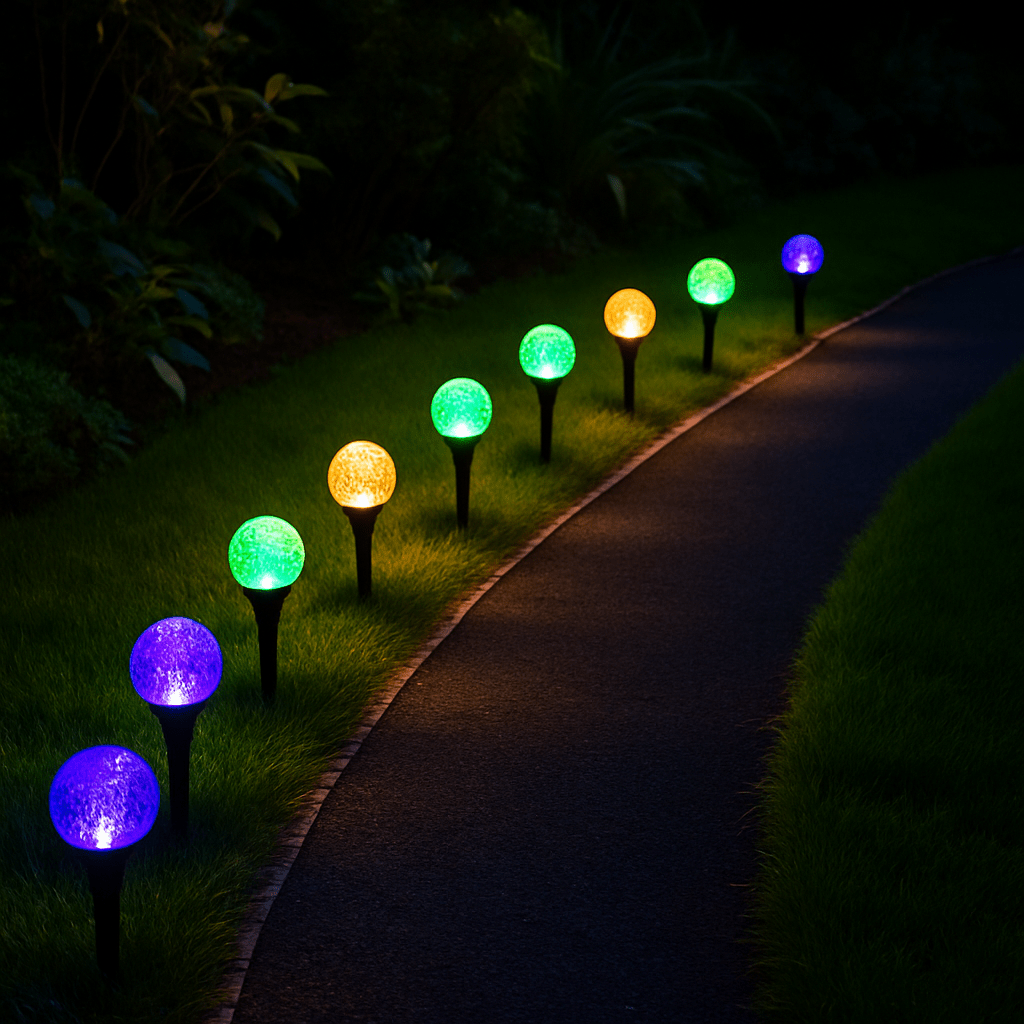 Lampe exterieur solaire multicolore