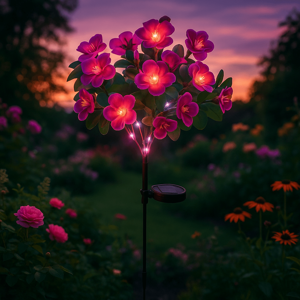 Lampe exterieur solaire rose