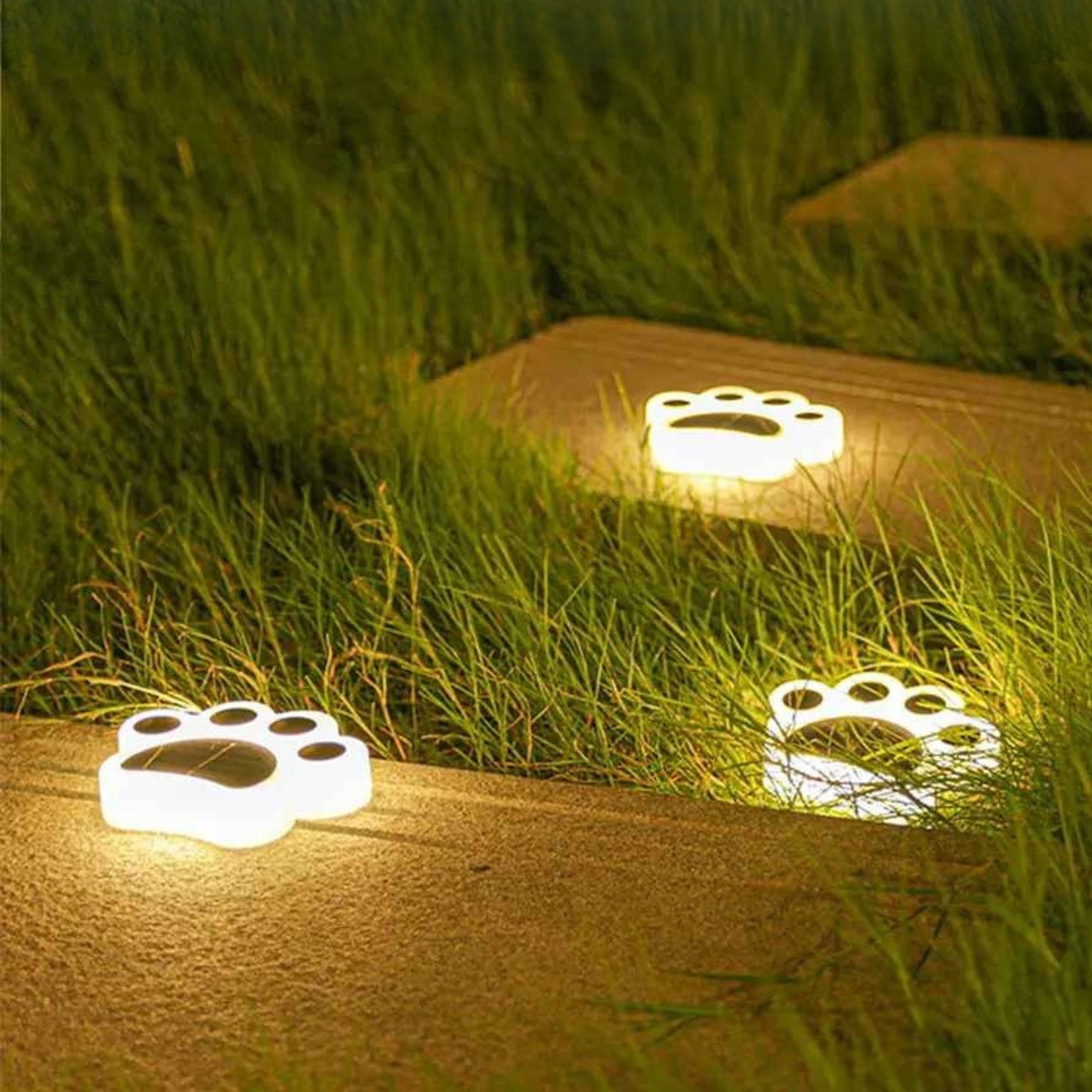Lampes solaires pour le jardin patte de chat blanc chaud