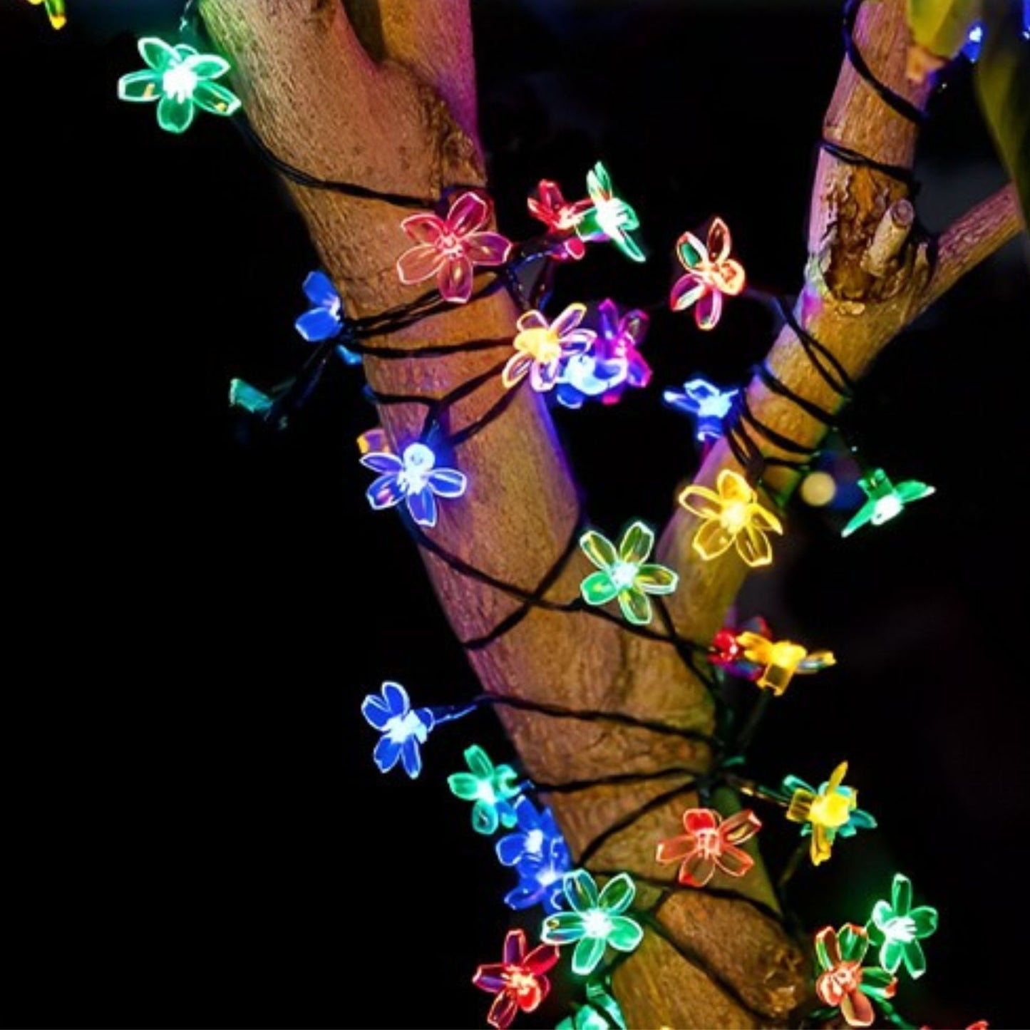 Guirlande solaire fleur de cerisier multicolore